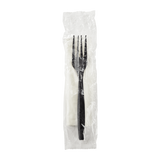 Plastic Heavy Weight Cutlery Kits (Fork, 1-ply Napkin) - Black - 500 ct