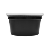 12 oz Black PP Injection Molded Round Deli Containers with Lids - 240 Sets