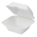 6''x6'' Compostable Bagasse Hinged Containers - 500 ct