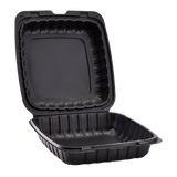 9" x 9" Mineral Filled PP Hinged Container, 1 compartment - Black