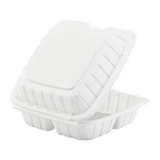 8" x 8" Mineral Filled PP Hinged Container, 3 compartment - White