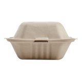 6'' x 6'' Compostable Bagasse Hinged Containers - 500 ct