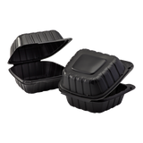 6" x 6" Mineral Filled PP Hinged Container, 1 compartment - Black