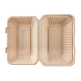 9'' x 6'' Bagasse Hinged Containers, Natural - 200 ct