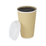 16oz Ripple Paper Hot Cups - Kraft (90mm) - 500 ct