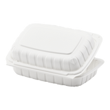 9" x 6" Mineral Filled PP Hinged Container, 1 compartment - White