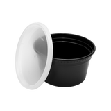 12 oz Black PP Injection Molded Round Deli Containers with Lids - 240 Sets