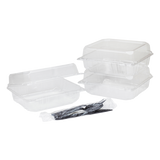 8''x8'' PET Plastic Hinged Containers - 250 ct