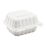 6" x 6" Mineral Filled PP Hinged Container, 1 compartment - White