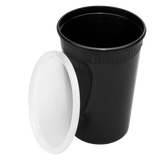32 oz Black PP Injection Molded Round Deli Containers with Lids - 240 Sets