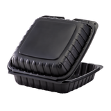 9" x 9" Mineral Filled PP Hinged Container, 1 compartment - Black