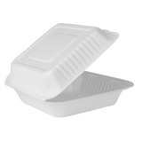 9''x9" Compostable Bagasse Hinged Containers - 200 ct