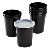 32 oz Black PP Injection Molded Round Deli Containers with Lids - 240 Sets