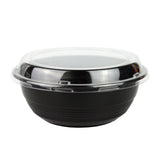 24 oz Black Plastic Microwavable Teriyaki Bowl - 300/cs