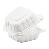 6" x 6" Mineral Filled PP Hinged Container, 1 compartment - White