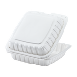 9" x 9" Mineral Filled PP Hinged Container, 1 compartment - White