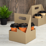 4 cup Kraft Paperboard Carrier with Handle for 12-32 oz cup - 200 pcs