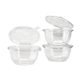 32oz PET Plastic Tamper Resistant Hinged Salad Bowl with Dome Lid - 240 sets