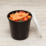 24 oz Black PP Injection Molded Round Deli Containers with Lids - 240 Sets