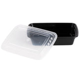 38 Oz Rectangular Black With Clear Lid 150 Sets/Cs Microwaveable