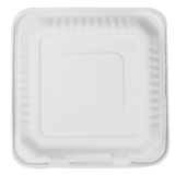 9"x9" Compostable Bagasse Hinged Container - 3 Compartments - 200 ct
