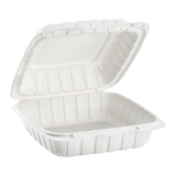 8" x 8" Mineral Filled PP Hinged Container, 1 compartment - White