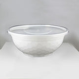 32 oz White Diamond Pattern Plastic Bowl w/ Clear Lid Combo - 1 case (150 set)
