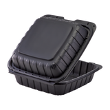8" x 8" Mineral Filled PP Hinged Container, 1 compartment - Black