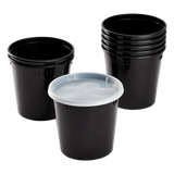 24 oz Black PP Injection Molded Round Deli Containers with Lids - 240 Sets