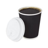12oz Ripple Paper Hot Cups - Black (90mm) - 500 ct