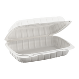 9" x 6" Mineral Filled PP Hinged Container, 1 compartment - White