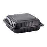 9" x 9" Mineral Filled PP Hinged Container, 1 compartment - Black