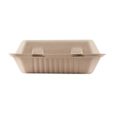 9'' x 6'' Bagasse Hinged Containers, Natural - 200 ct