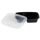 30 Oz Black With Clear Lid (2 Compartments) 150 Sets/Cs Microwaveable