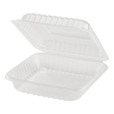 8'' x 8'' PP Plastic Hinged Container, 1 compartment - 250 ct