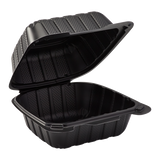 6" x 6" Mineral Filled PP Hinged Container, 1 compartment - Black