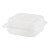7'' x 7' PP Plastic Hinged Container, 1 compartment - 250 ct