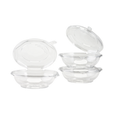 16oz PET Plastic Tamper Resistant Hinged Salad Bowl with Dome Lid - 240 sets