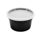 12 oz Black PP Injection Molded Round Deli Containers with Lids - 240 Sets