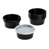8 oz Black PP Injection Molded Round Deli Containers with Lids - 240 Sets