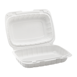 9" x 6" Mineral Filled PP Hinged Container, 1 compartment - White