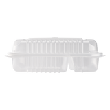 9'' x 6" PP Plastic Hinged Container, 2 compartment - 250 ct