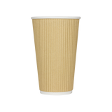 16oz Ripple Paper Hot Cups - Kraft (90mm) - 500 ct