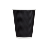 12oz Ripple Paper Hot Cups - Black (90mm) - 500 ct