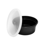 8 oz Black PP Injection Molded Round Deli Containers with Lids - 240 Sets
