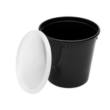 24 oz Black PP Injection Molded Round Deli Containers with Lids - 240 Sets