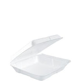 9" x 9" x 3" Perforated White Foam Square Take Out Container with Hinged Lid - 200/Case