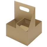 4 cup Kraft Paperboard Carrier with Handle for 12-32 oz cup - 200 pcs