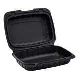 9" x 6" Mineral Filled PP Hinged Container, 1 compartment - Black