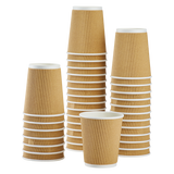 8oz Ripple Paper Hot Cups - Kraft (80mm) - 500 ct